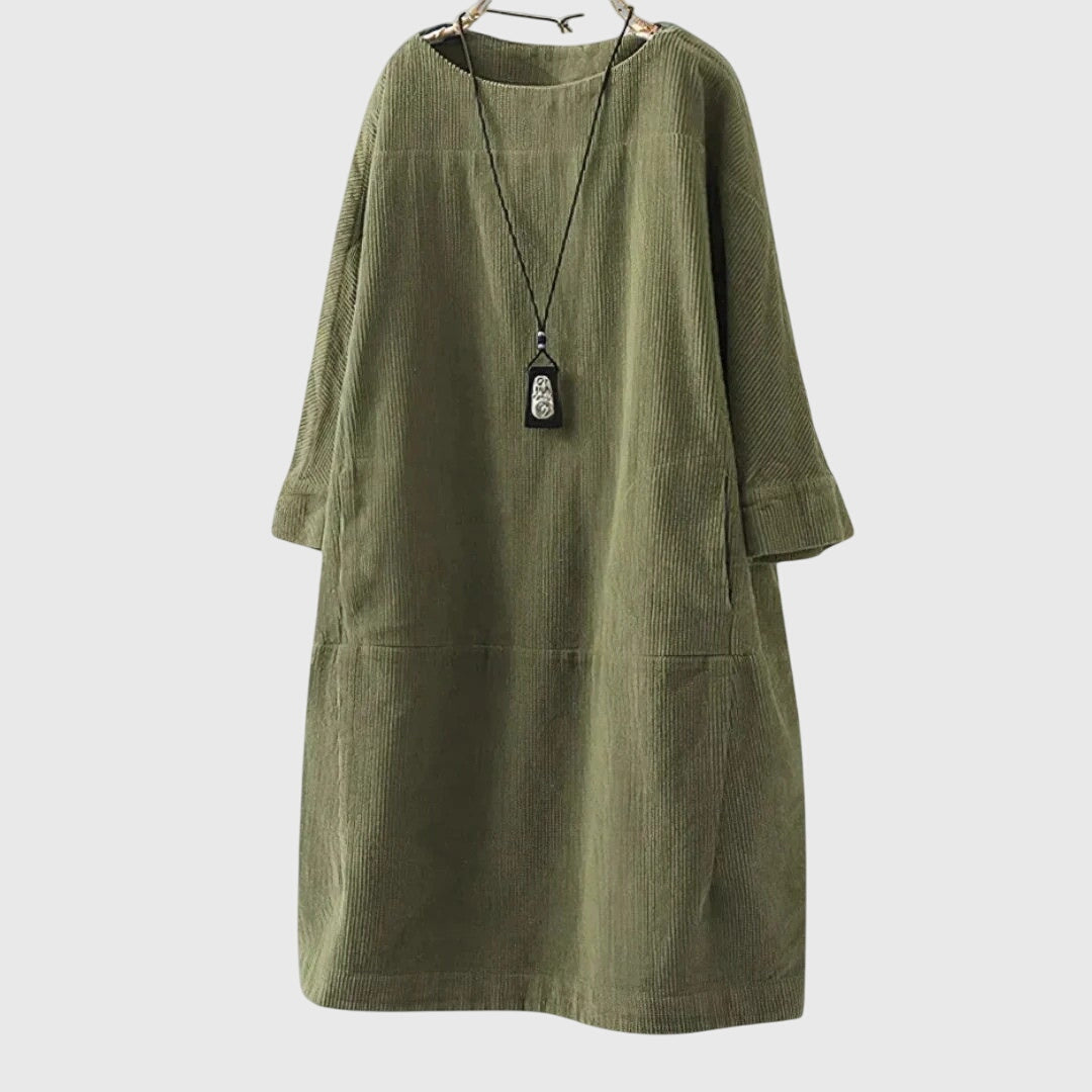 Vestido midi de pana relajado