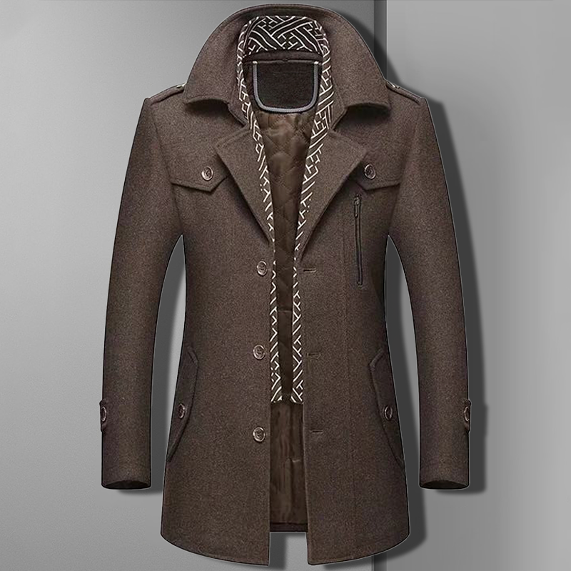 Men’s Double Breasted Military Style Overcoat