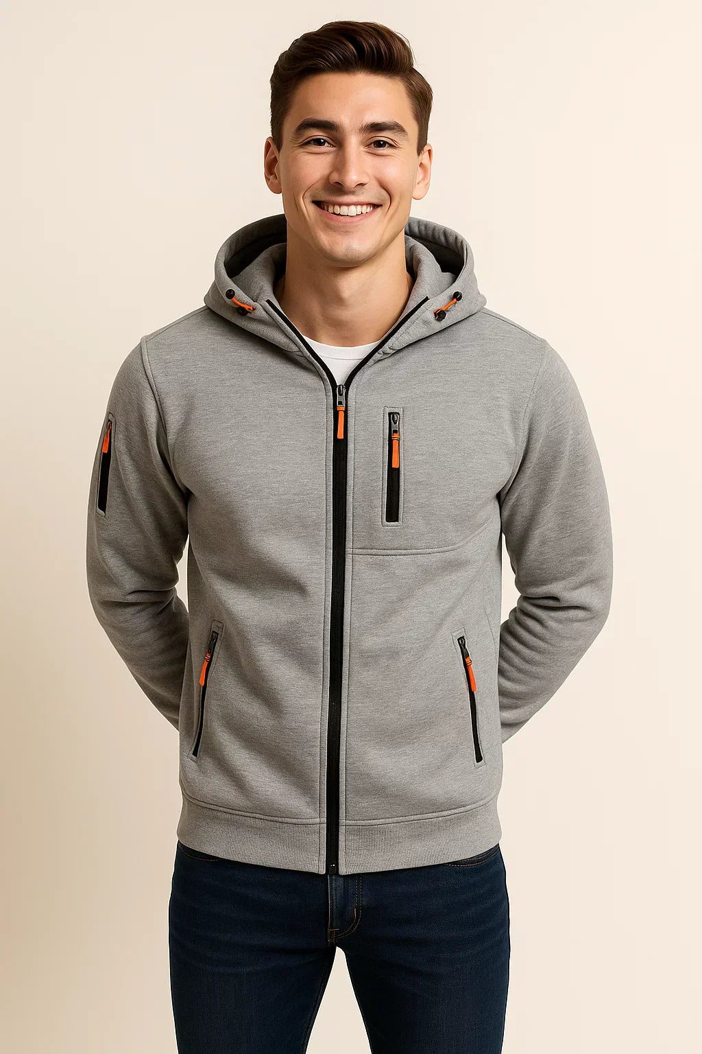 Sudadera casual con cremallera frontal para hombre