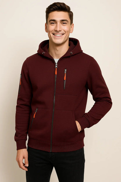 Sudadera casual con cremallera frontal para hombre