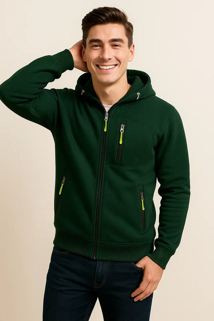 Sudadera casual con cremallera frontal para hombre
