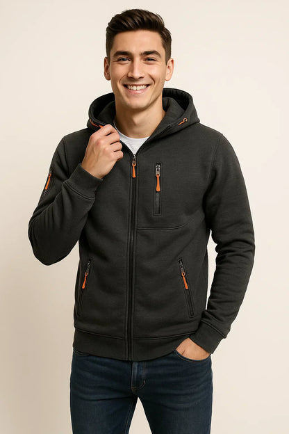 Sudadera casual con cremallera frontal para hombre