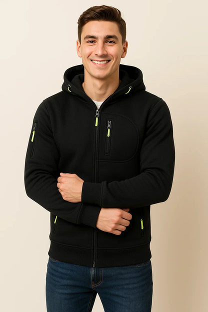 Sudadera casual con cremallera frontal para hombre