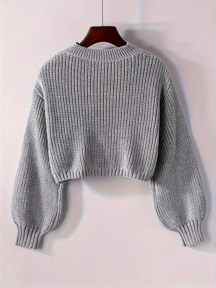 Women’s Winter Cropped Ribbed Knit Sweater