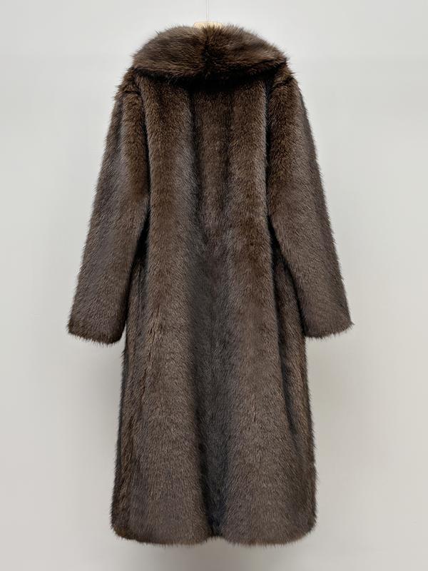 Women's Solid Color Open Faux Fur Coat