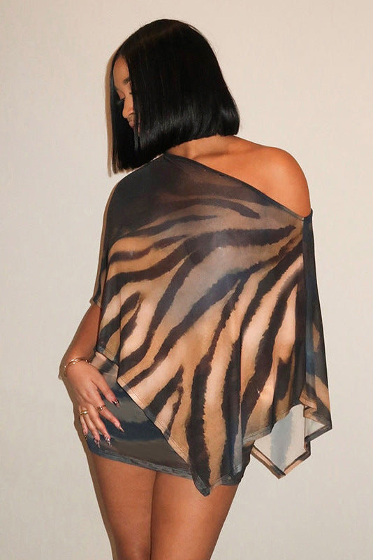 Serengeti | Elegant Animal Print Drape Blouse