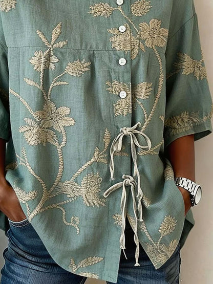 Women'S Floral Art Printed Casual Shirt