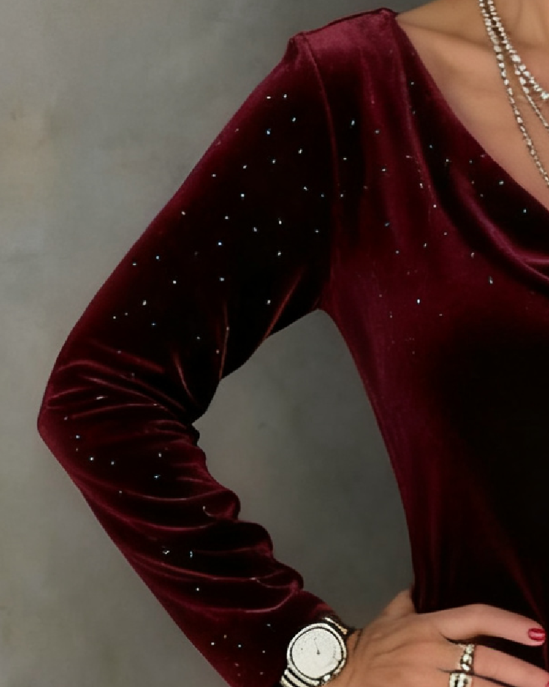Shimmering Finish Straight-Cut Dress