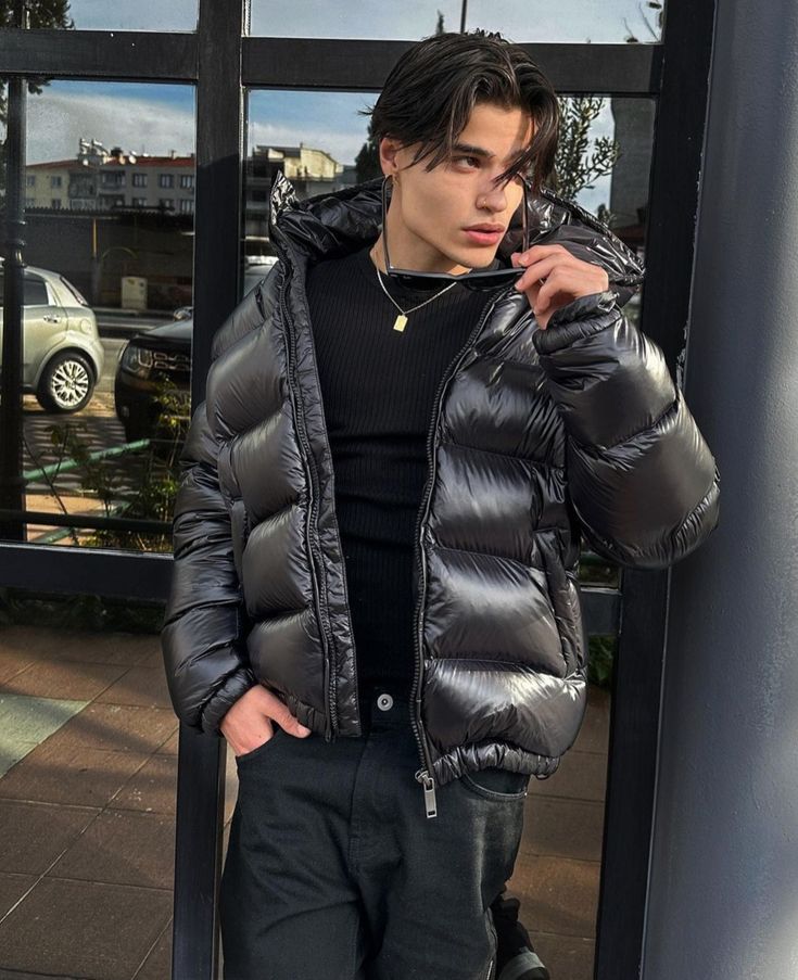 Men’s Stylish Shiny Hooded Puffer Jacket