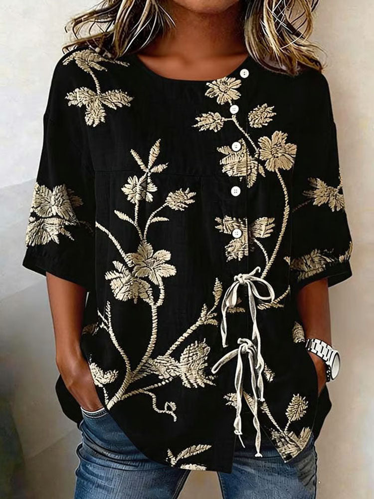 Women'S Floral Art Printed Casual Shirt