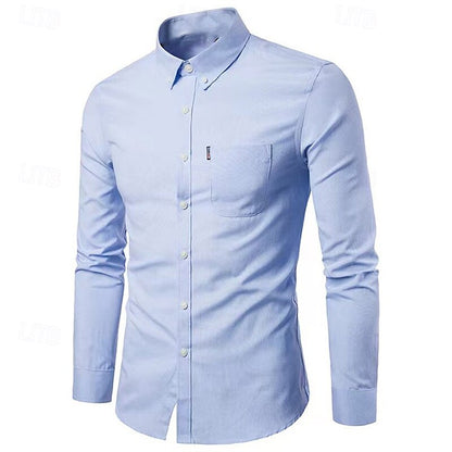 Men's Casual Button-Down Shirt with Chest Pocket