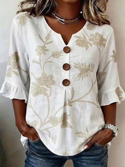 Women'S Floral Art Retro Printed Casual Top