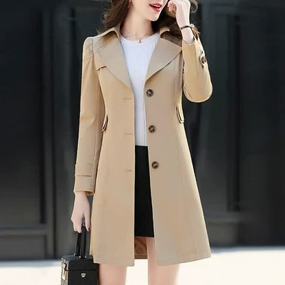Women’s Classic Button-Down Long Trench Coat
