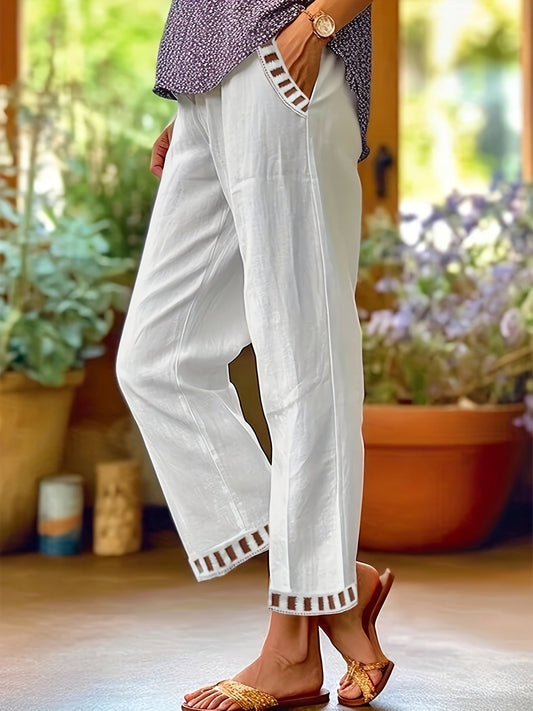 Relaxed Contrast Trim Cropped Pants