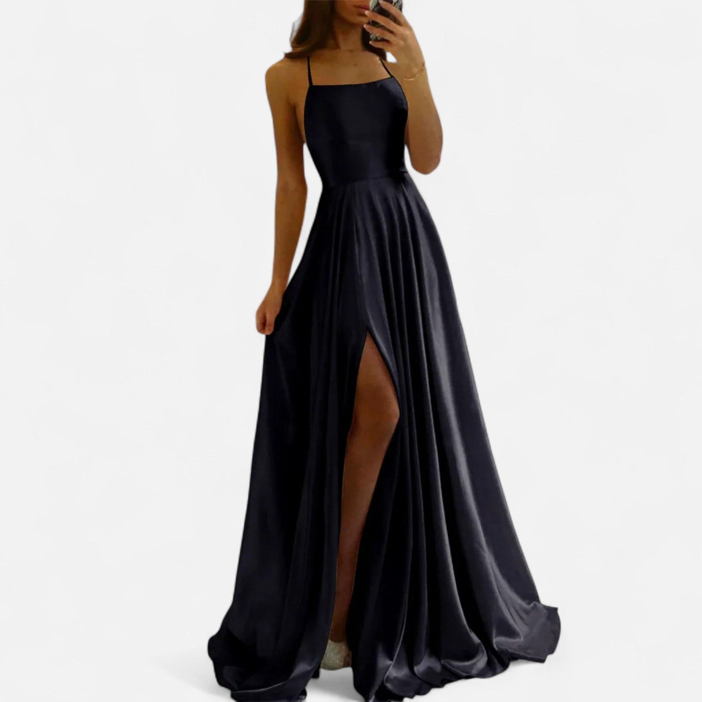 Women’s Modern Fit Satin Slit  Maxi Dress