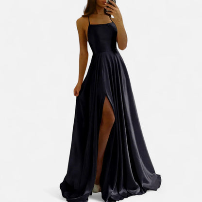 Women’s Modern Fit Satin Slit  Maxi Dress