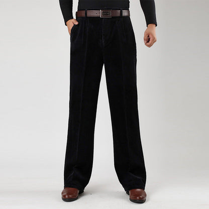 Pantalones plisados casuales de tiro alto para hombre
