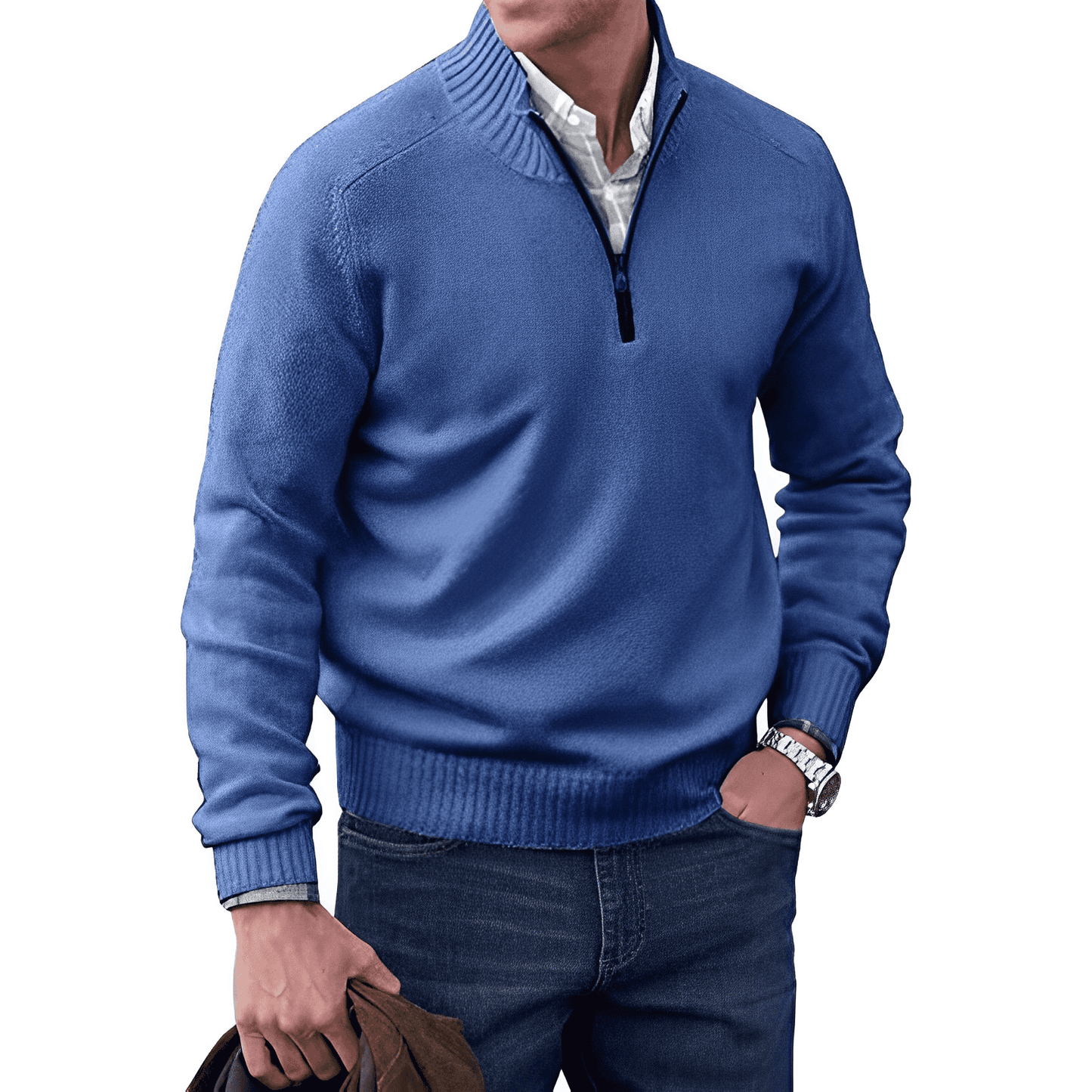 Jersey de punto para hombre con media cremallera