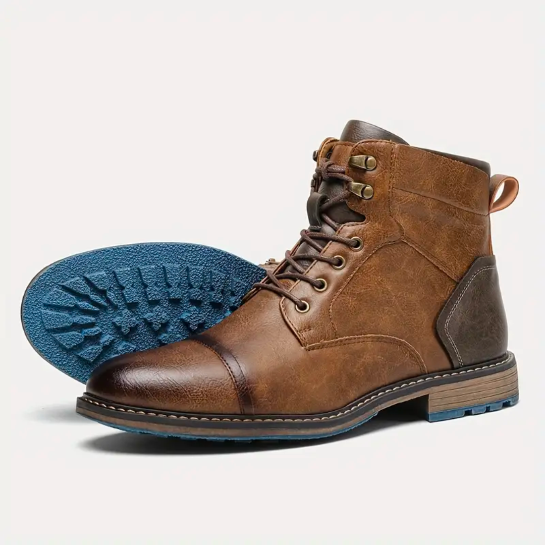Vintage Lace Up Leather Boots For Men