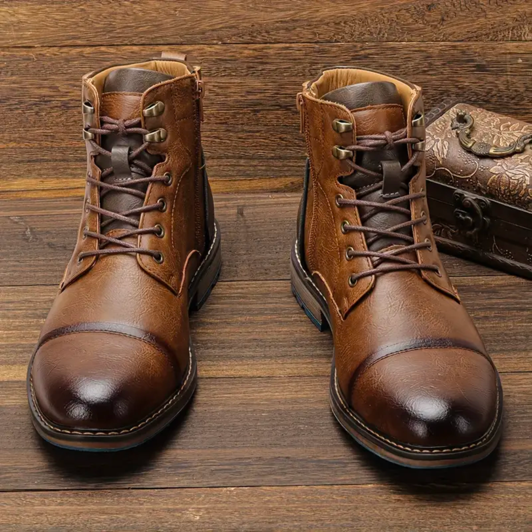 Vintage Lace Up Leather Boots For Men