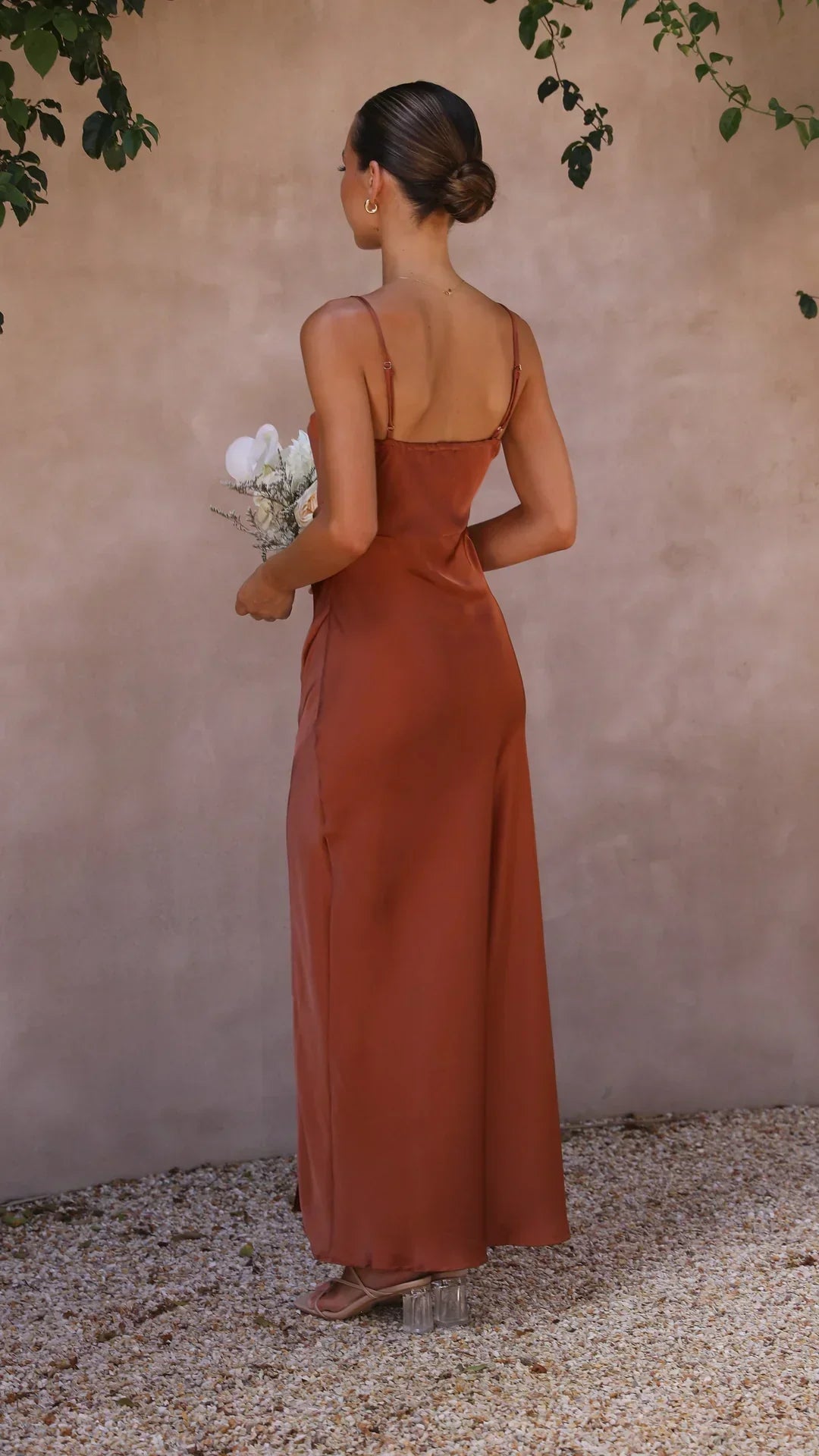 Vestido maxi lencero de satén de primavera para mujer