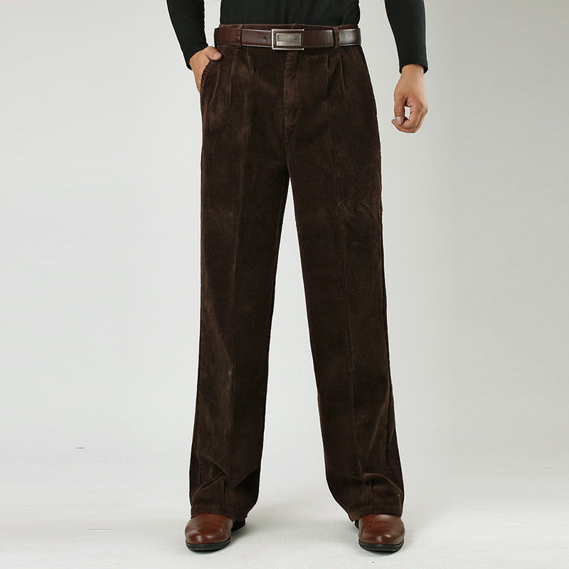 Pantalones plisados casuales de tiro alto para hombre