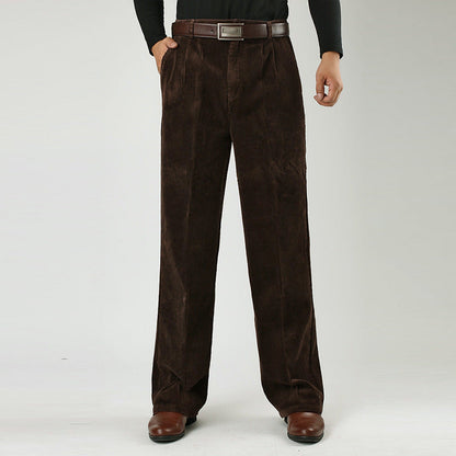 Pantalones plisados casuales de tiro alto para hombre