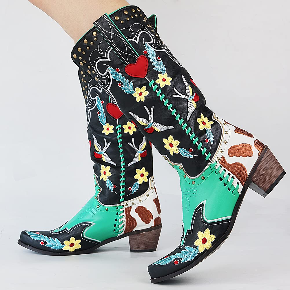 Women’s Embroidered Cowboy Boots with Heel