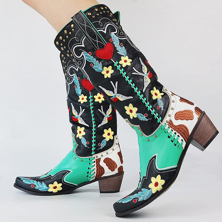 Women’s Embroidered Cowboy Boots with Heel