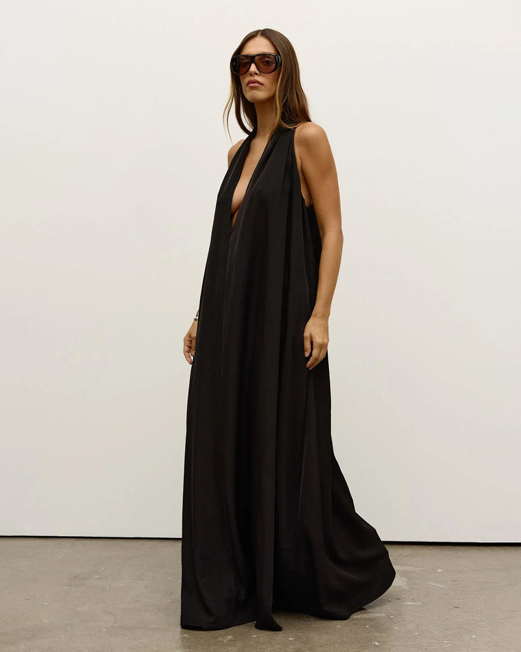 Elysian | Elegant Black Halter Maxi Dress