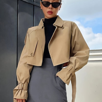 Women’s Cropped Button-Up Trench Jacket