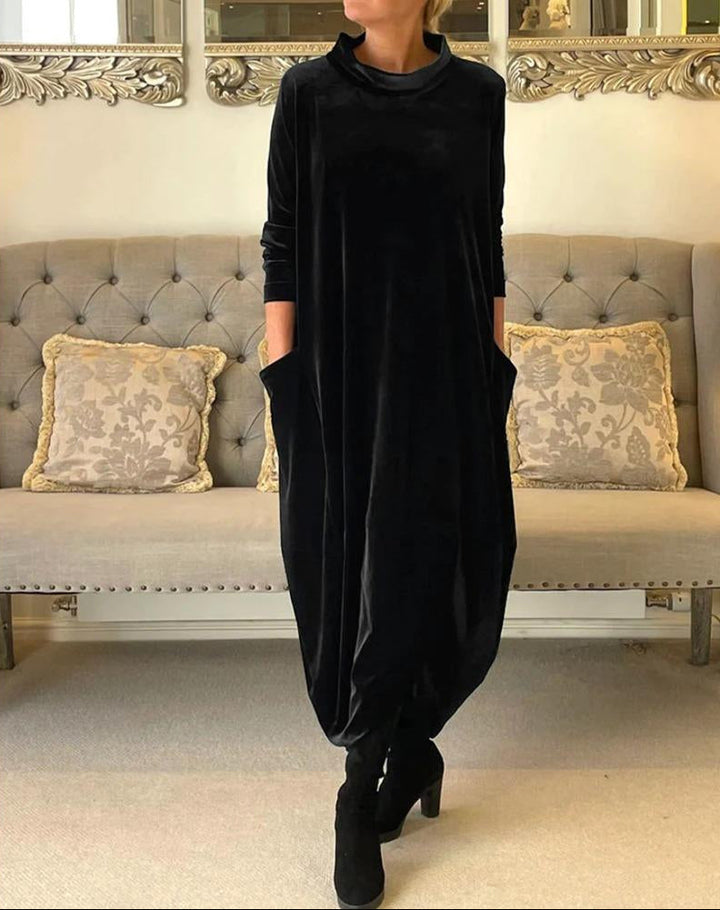 Maxivestido drapeado invernal holgado