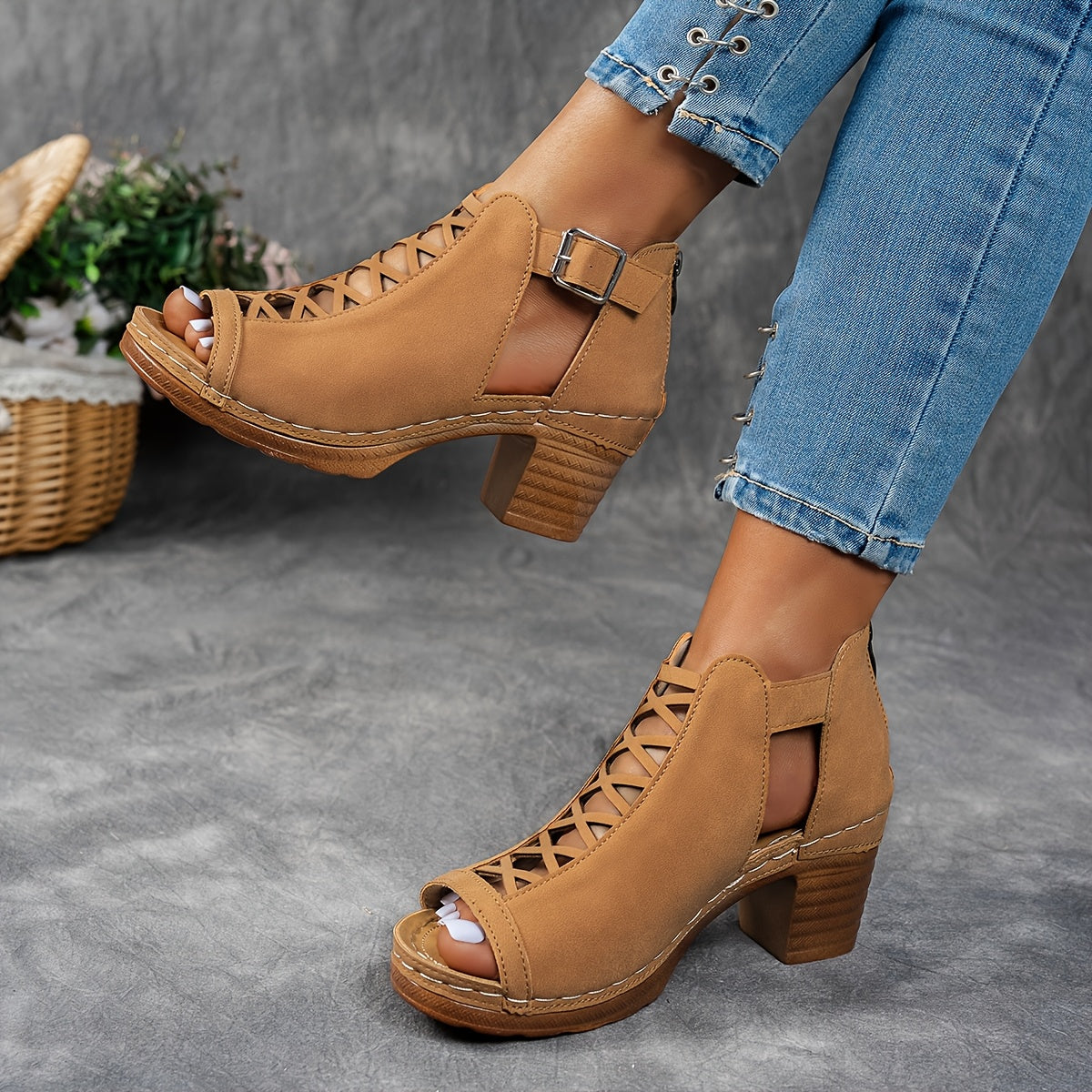 Selin | Sandalias tejidas con tacón