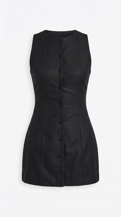 Sleeveless Button-Up Mini Dress