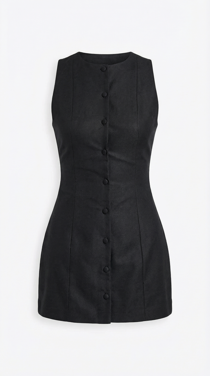 Sleeveless Button-Up Mini Dress