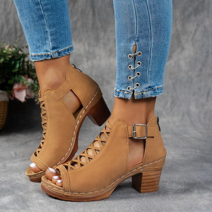Selin | Sandalias tejidas con tacón