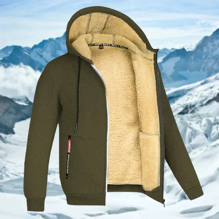 Men's Winter Jacket with Hood and Fleece