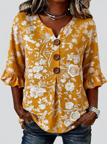 Women'S Floral Art Retro Printed Casual Top