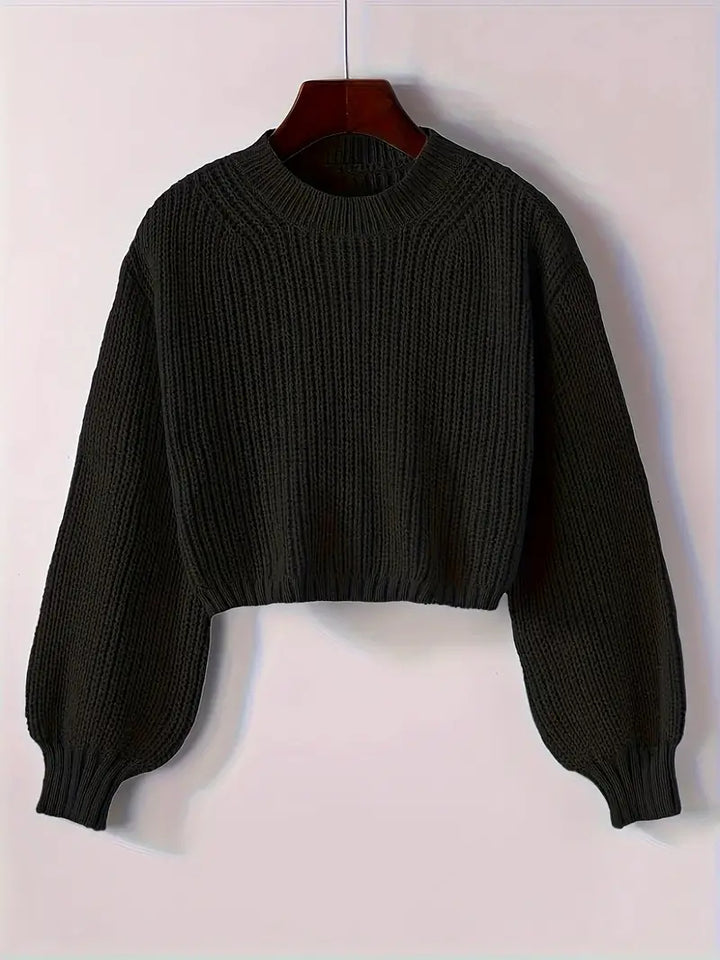 Women’s Winter Cropped Ribbed Knit Sweater