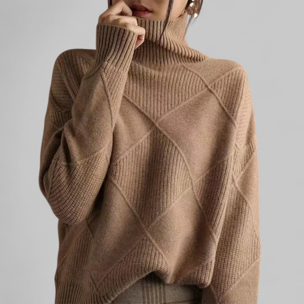 Women’s Winter Oversized Patterned Turtlenecks Sweater
