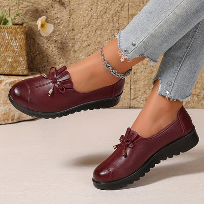 Women's Elegant Slip-On Loafers with Decorative Bow Detail