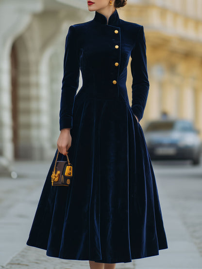 A-Line Dress with Gold Accents