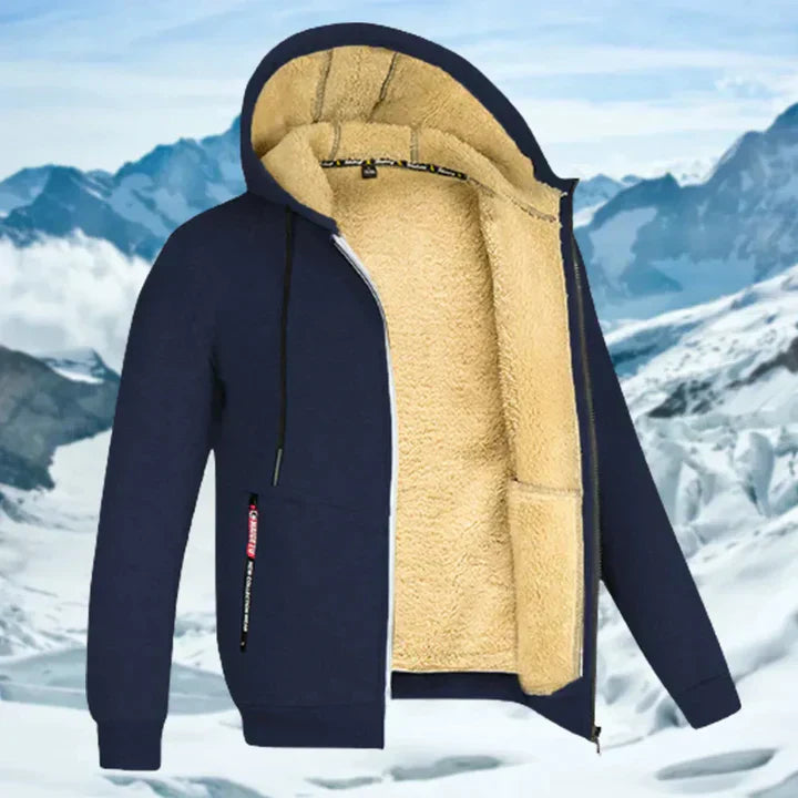 Men's Winter Jacket with Hood and Fleece