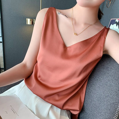 Women’s Classic Relaxed Fit Draped Satin Tanks