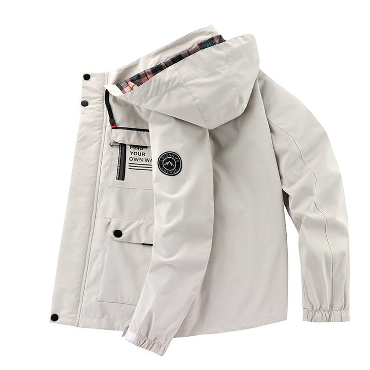 Chaqueta Cómoda Cortavientos Impermeable con Múltiples Bolsillos