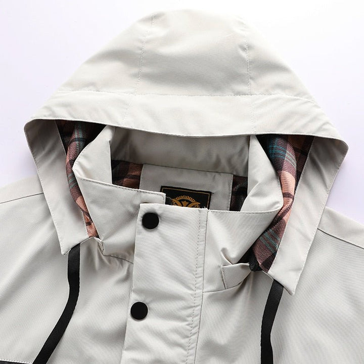 Chaqueta Cómoda Cortavientos Impermeable con Múltiples Bolsillos