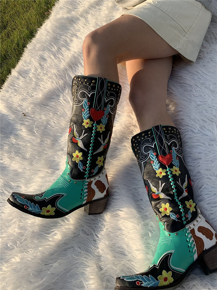 Women’s Embroidered Cowboy Boots with Heel