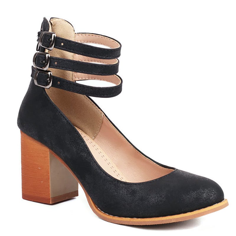 Zapatos de tacón con triple hebilla