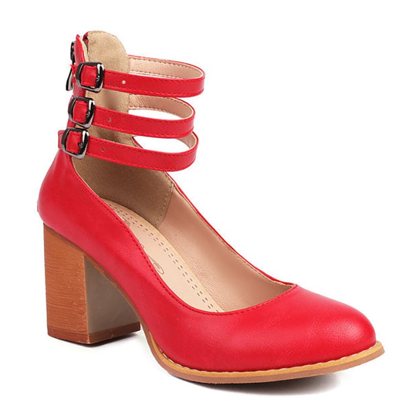 Zapatos de tacón con triple hebilla