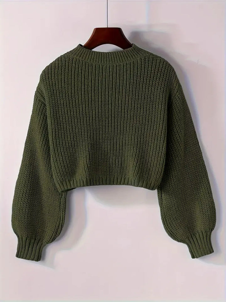 Women’s Winter Cropped Ribbed Knit Sweater